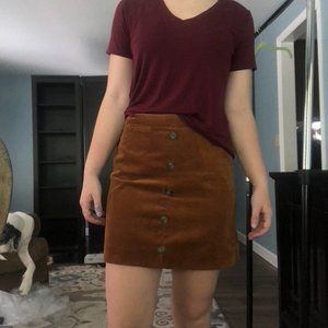 Corduroy Skirt with Buttons